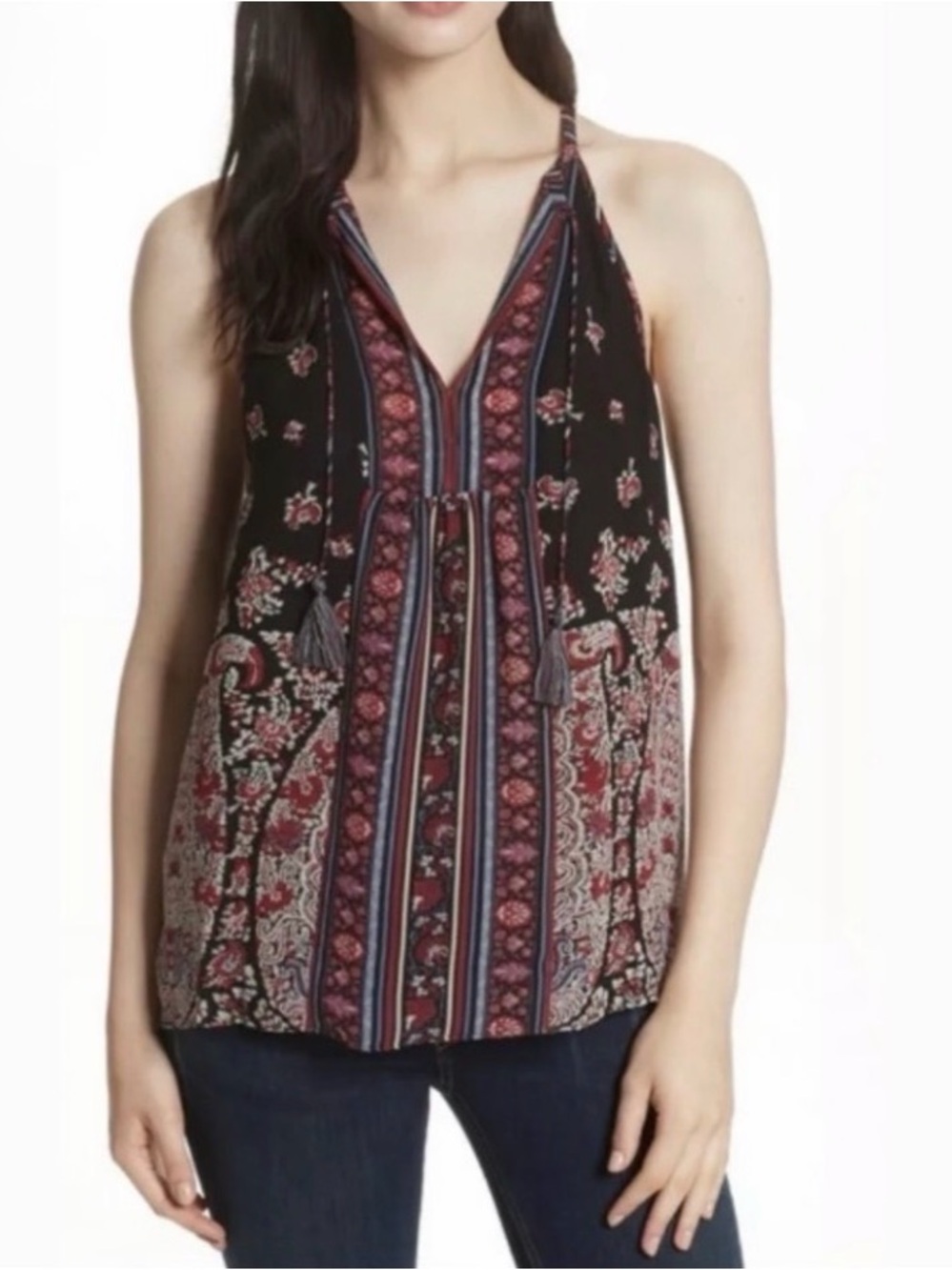 JOIE - Shara B Boho Print Silk Top size XS